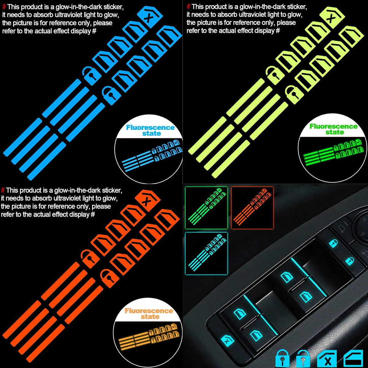 Car Accessories Outside - 18 Adesivos Luminosos para Botões de