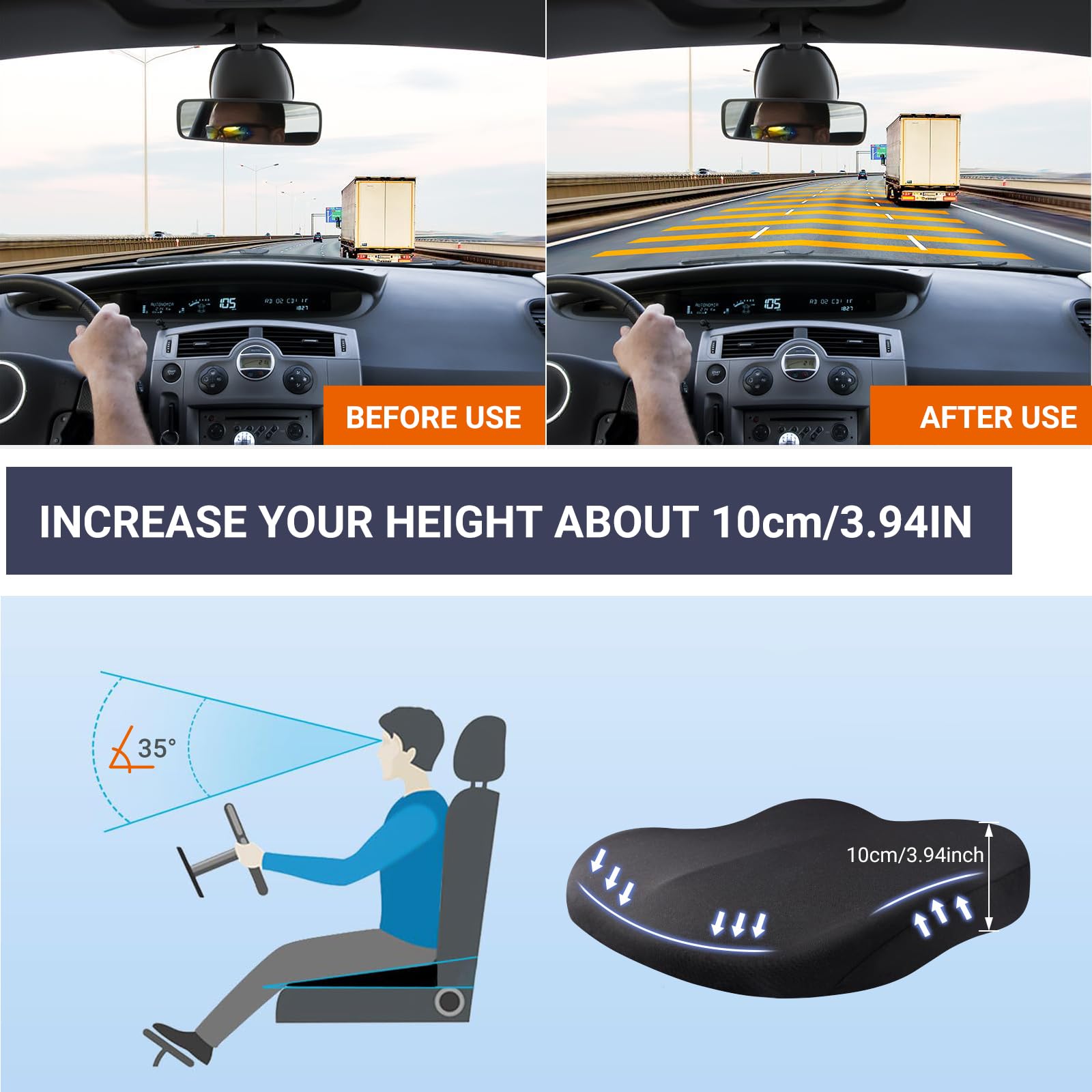 1pc almofada de apoio de recup - Car Seat Cushion Memory Foam avaliação e preço