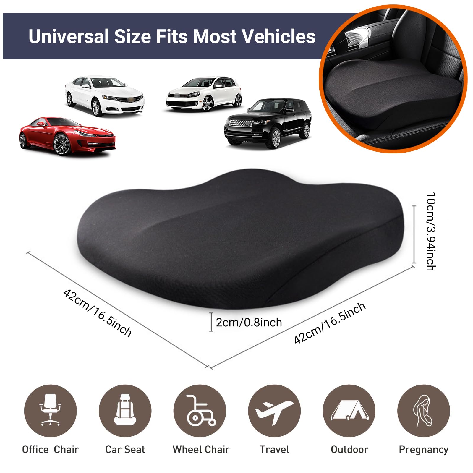 1pc almofada de apoio de recup - Car Seat Cushion Memory Foam avaliação e preço